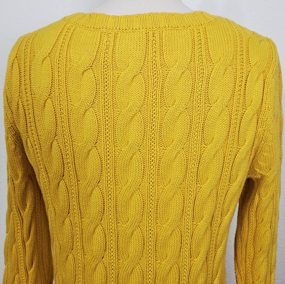 Lands' End Drifter Cable Knit Crewneck Sweater in Yellow Size Small - Picture 7 of 12